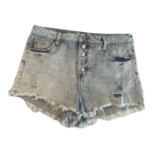 Altard State Womens High Rise Distressed Denim Shorts Light Wash Button Fly 29/9